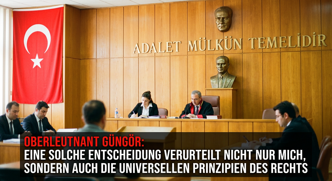 Gerechtigkeitslektion eines Oberleutnants der Justiz vor Gericht